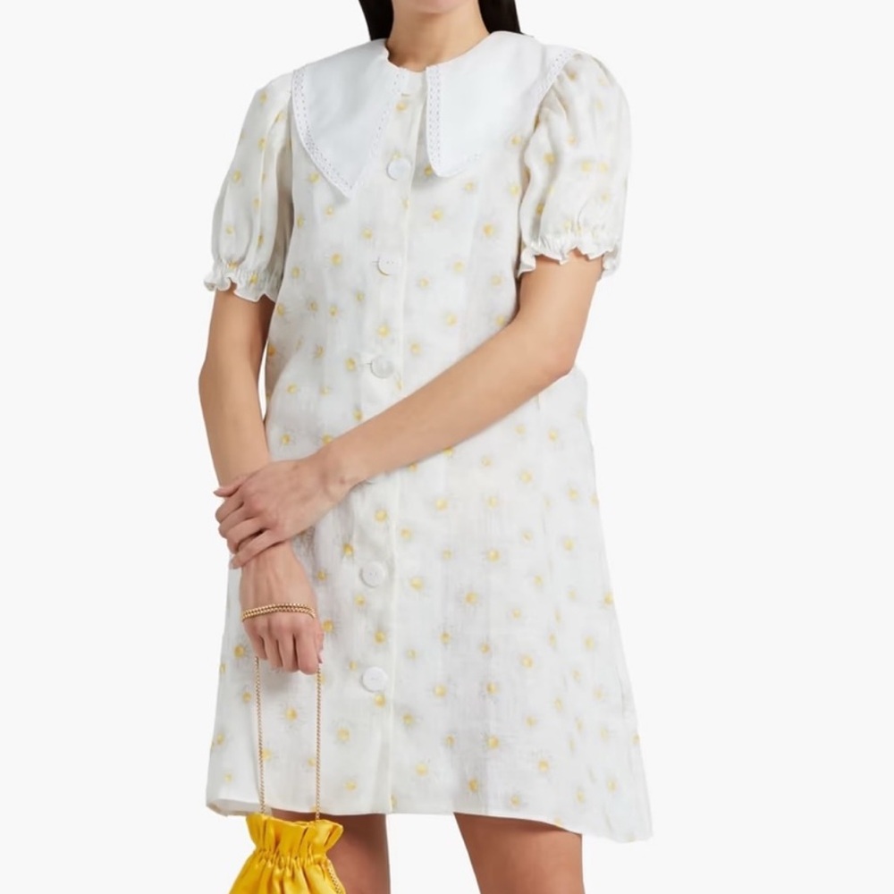 SLEEPER floral daisy mini linen dress